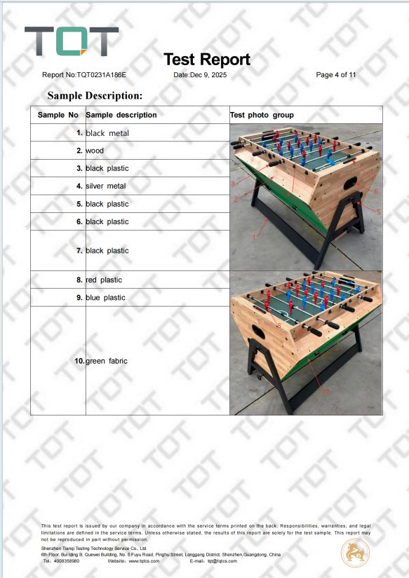 SQF billiard table test report